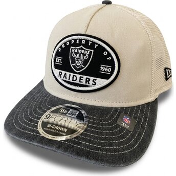Šiltovka zaoblená béžová snapback 9FORTY M-Crown A Frame Fray Las Vegas Raiders NFL New Era