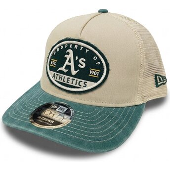 Šiltovka zaoblená béžová snapback 9FORTY M-Crown A Frame Fray Oakland Athletics MLB New Era