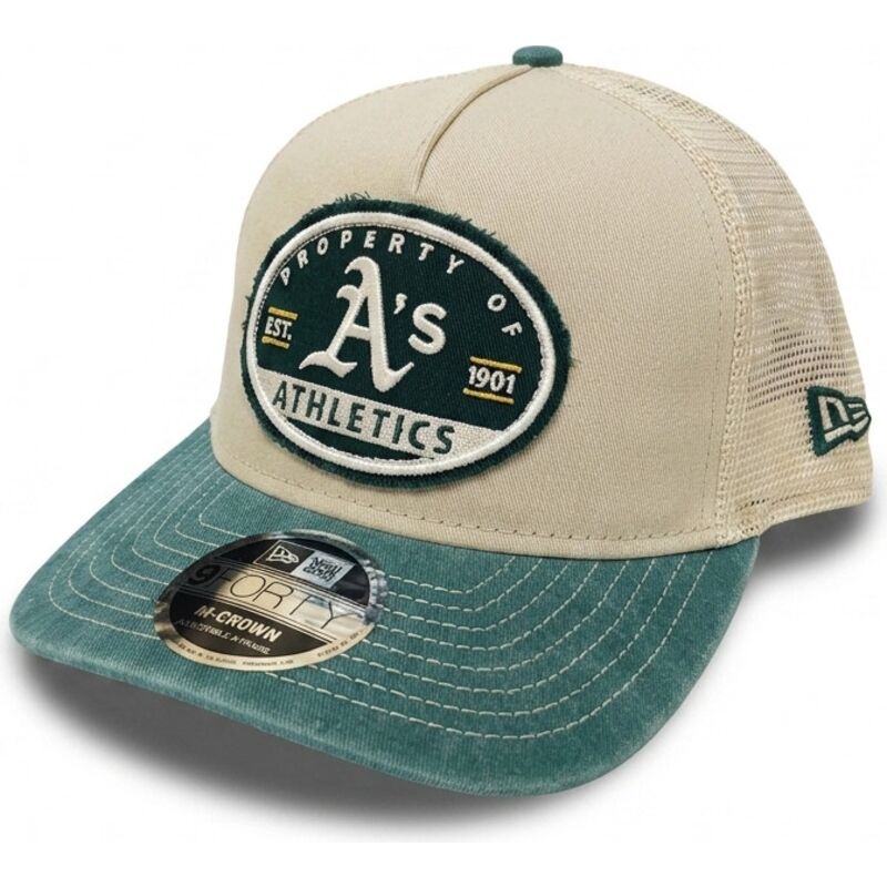 siltovka-zaoblena-bezova-snapback-9forty-m-crown-a-frame-fray-oakland-athletics-mlb-new-era