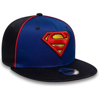 Šiltovka rovná modrá snapback pre deti 9FIFTY Piping Superman DC Comics New Era