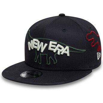 Šiltovka rovná tmavomodrá snapback pre deti 9FIFTY Dino New Era