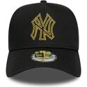 siltovka-zaoblena-cierna-snapback-dorado-e-frame-metallic-outline-new-york-yankees-mlb-new-era
