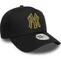 siltovka-zaoblena-cierna-snapback-dorado-e-frame-metallic-outline-new-york-yankees-mlb-new-era