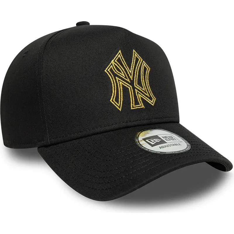 siltovka-zaoblena-cierna-snapback-dorado-e-frame-metallic-outline-new-york-yankees-mlb-new-era