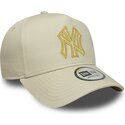 siltovka-zaoblena-bezova-snapback-dorado-e-frame-metallic-outline-new-york-yankees-mlb-new-era