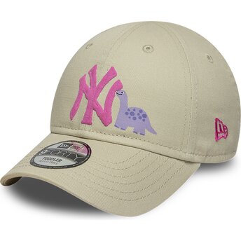 Šiltovka zaoblená béžová nastaviteľný pre deti rosa 9FORTY Dino Icon New York Yankees MLB New Era