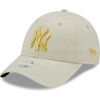 Šiltovka zaoblená béžová nastaviteľný dorado 9FORTY Metallic New York Yankees MLB New Era
