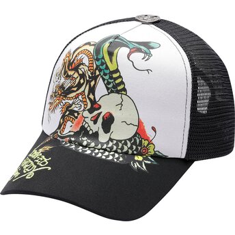 Šiltovka zaoblená čierna snapback Snake And Skull Ed Hardy