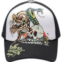 siltovka-zaoblena-cierna-snapback-snake-and-skull-ed-hardy