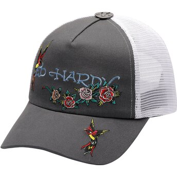 Šiltovka zaoblená sivá snapback Floral Swallow Ed Hardy