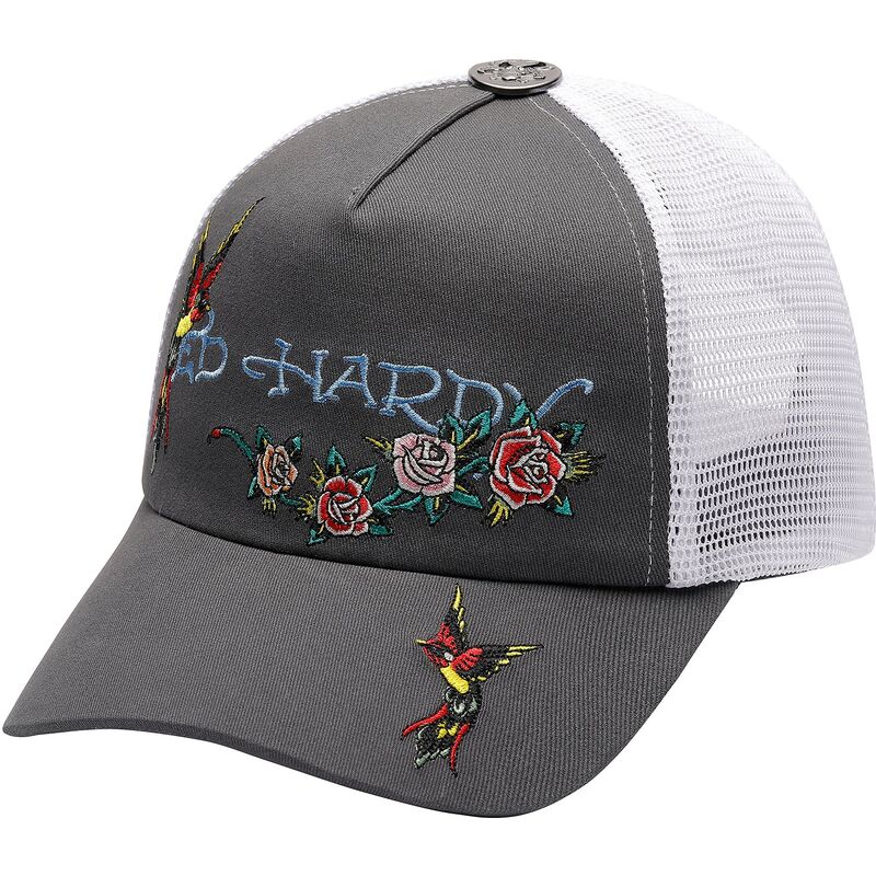 siltovka-zaoblena-siva-snapback-floral-swallow-ed-hardy