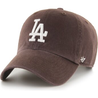 Šiltovka zaoblená hnedá nastaviteľný Clean Up No Loop Label Los Angeles Dodgers MLB 47 Brand