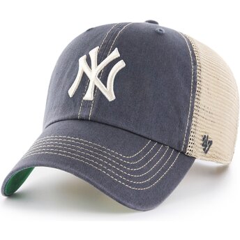 Šiltovka zaoblená sivá snapback Clean Up Trawler Vintage Navy New York Yankees MLB 47 Brand