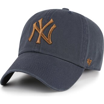 Šiltovka zaoblená sivá nastaviteľný Clean Up Contrast Vintage Navy New York Yankees MLB 47 Brand