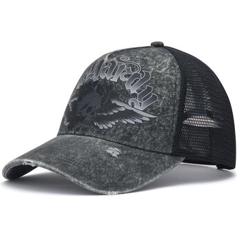 Šiltovka zaoblená sivá snapback Flaming Gothic Skull Washed Ed Hardy