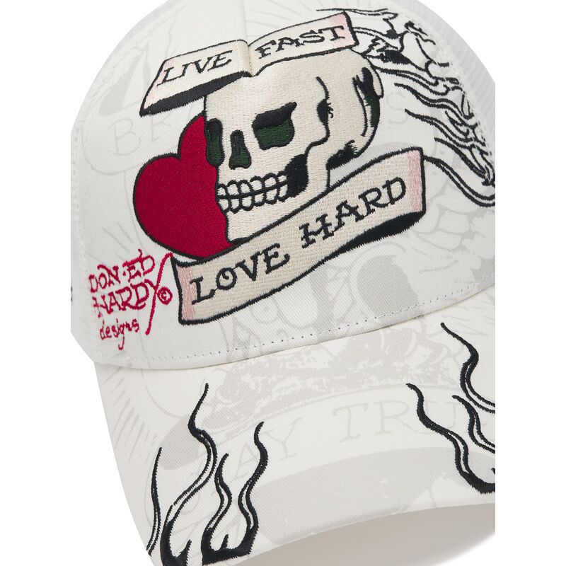 siltovka-zaoblena-biely-snapback-live-fast-love-hard-ed-hardy