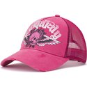 siltovka-zaoblena-ruzova-snapback-flaming-gothic-skull-washed-ed-hardy