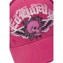 siltovka-zaoblena-ruzova-snapback-flaming-gothic-skull-washed-ed-hardy