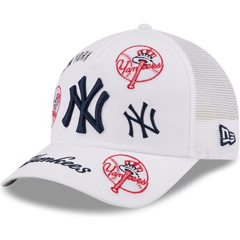 Šiltovka zaoblená biely snapback 9FORTY M-Crown A Frame All Over New York Yankees MLB New Era