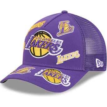 Šiltovka zaoblená fialová snapback 9FORTY M-Crown A Frame All Over Los Angeles Lakers NBA New Era