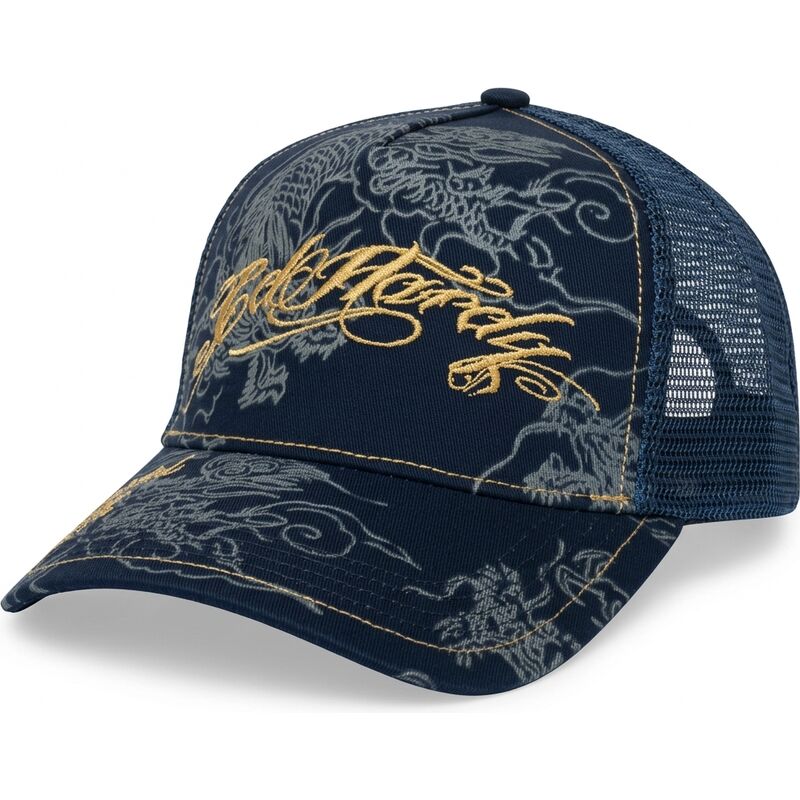 siltovka-zaoblena-tmavomodra-snapback-outline-dragons-ed-hardy