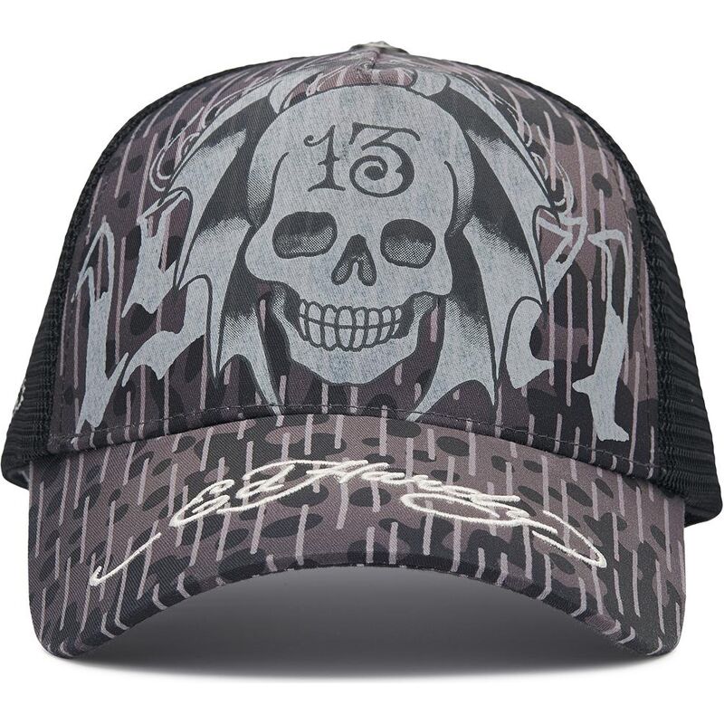 siltovka-zaoblena-cierna-snapback-13-skull-ed-hardy