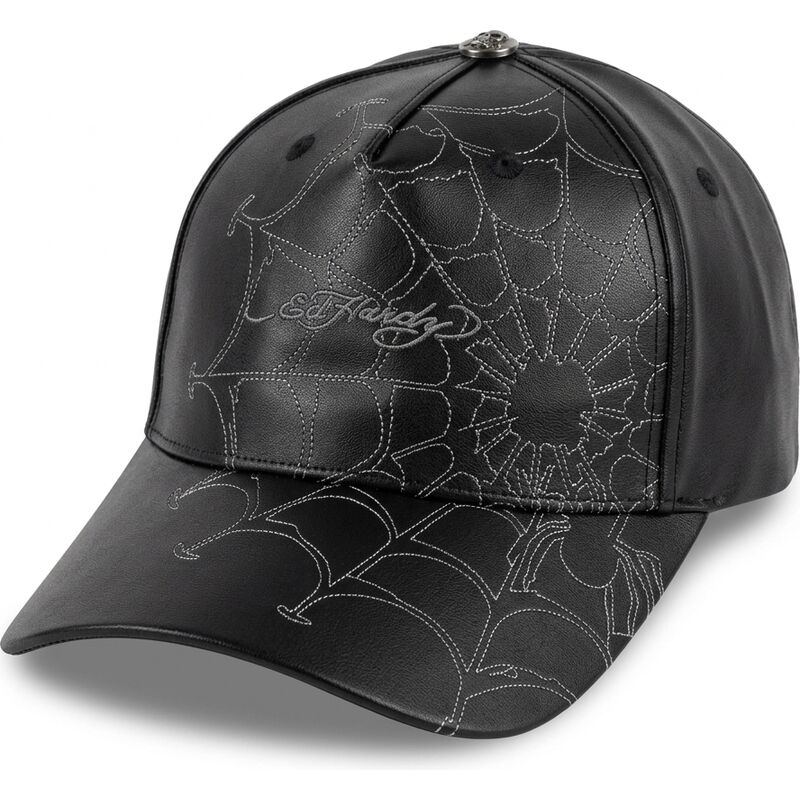 siltovka-zaoblena-cierna-nastavitelny-spiderweb-pu-leather-ed-hardy