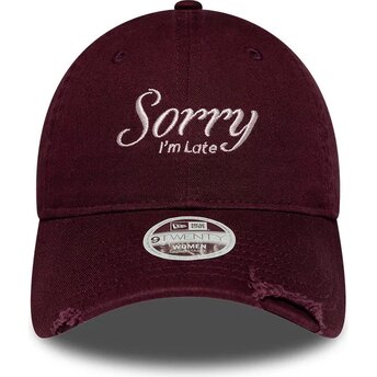 Šiltovka zaoblená červená nastaviteľný 9TWENTY Slogan Sorry I'm Late New Era