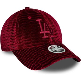 Šiltovka zaoblená červená nastaviteľný 9FORTY Velour Los Angeles Dodgers MLB New Era
