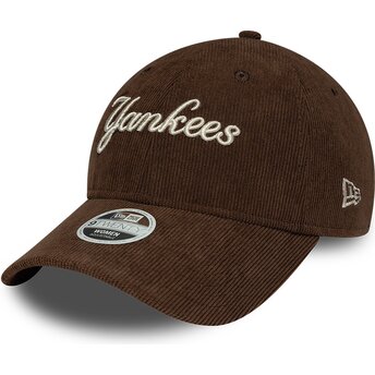 Šiltovka zaoblená hnedá nastaviteľný 9TWENTY Cord Script New York Yankees MLB New Era