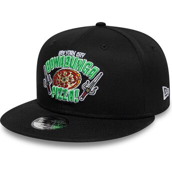 Šiltovka rovná čierna snapback pre deti 9FIFTY Cowabunga Pizza Tortugas Ninja New Era