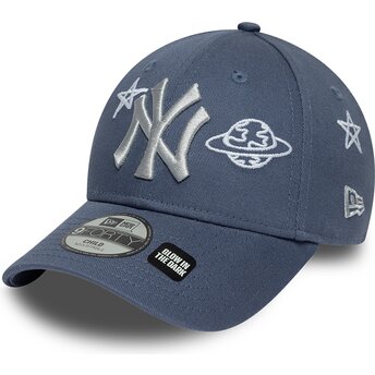 Šiltovka zaoblená modrá nastaviteľný pre deti 9FORTY Space Glow In The Dark New York Yankees MLB New Era