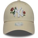 siltovka-zaoblena-bezova-snapback-9forty-rose-sequin-new-york-yankees-mlb-new-era