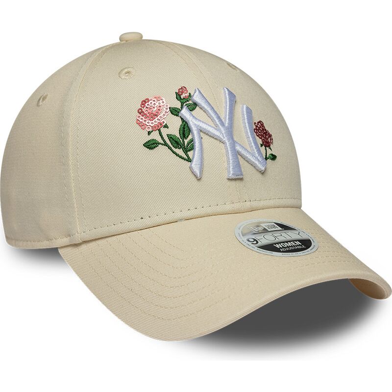 siltovka-zaoblena-bezova-snapback-9forty-rose-sequin-new-york-yankees-mlb-new-era