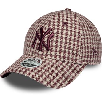 Šiltovka zaoblená červená nastaviteľný 9FORTY M-Crown Houndstooth New York Yankees MLB New Era