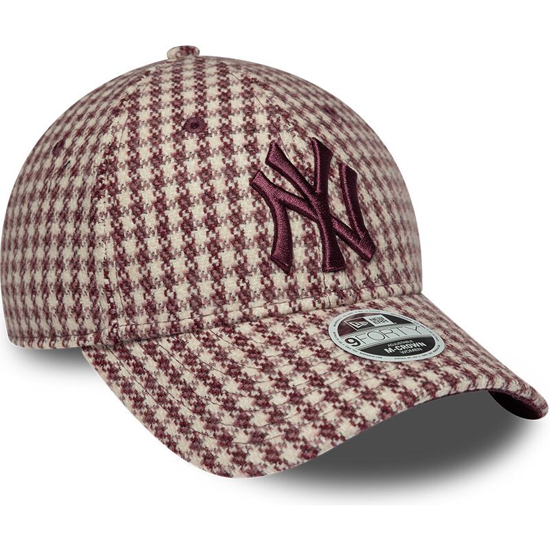 siltovka-zaoblena-cervena-nastavitelny-9forty-m-crown-houndstooth-new-york-yankees-mlb-new-era