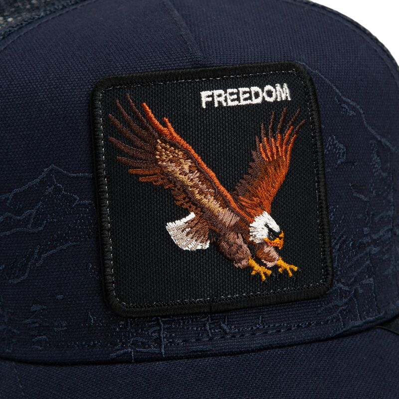 siltovka-zaoblena-tmavomodra-snapback-eagle-badlands-freedom-the-farm-goorin-bros