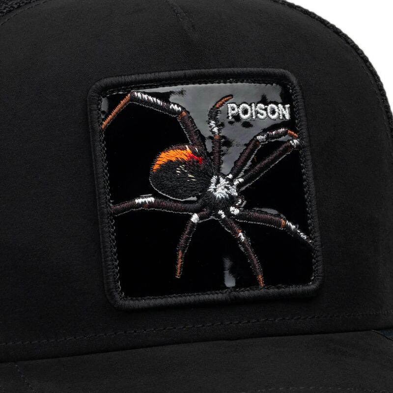 siltovka-zaoblena-cierna-snapback-black-out-spider-blackened-metallic-poison-the-farm-goorin-bros
