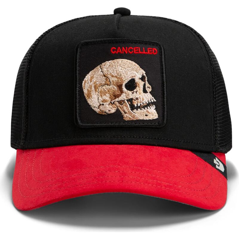 siltovka-zaoblena-cierna-snapback-cancelled-skull-microsuede-the-farm-goorin-bros