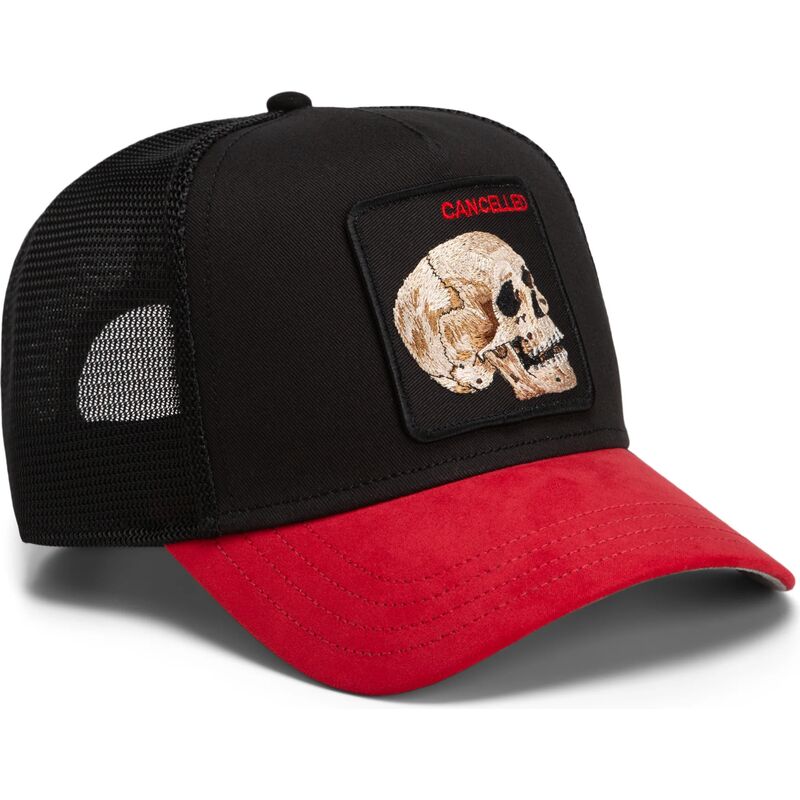 siltovka-zaoblena-cierna-snapback-cancelled-skull-microsuede-the-farm-goorin-bros