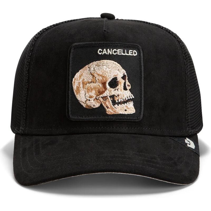 siltovka-zaoblena-cierna-snapback-suede-cancelled-skull-microsuede-the-farm-goorin-bros