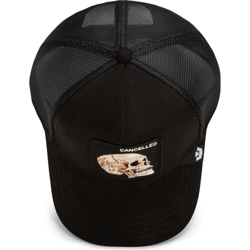 siltovka-zaoblena-cierna-snapback-suede-cancelled-skull-microsuede-the-farm-goorin-bros