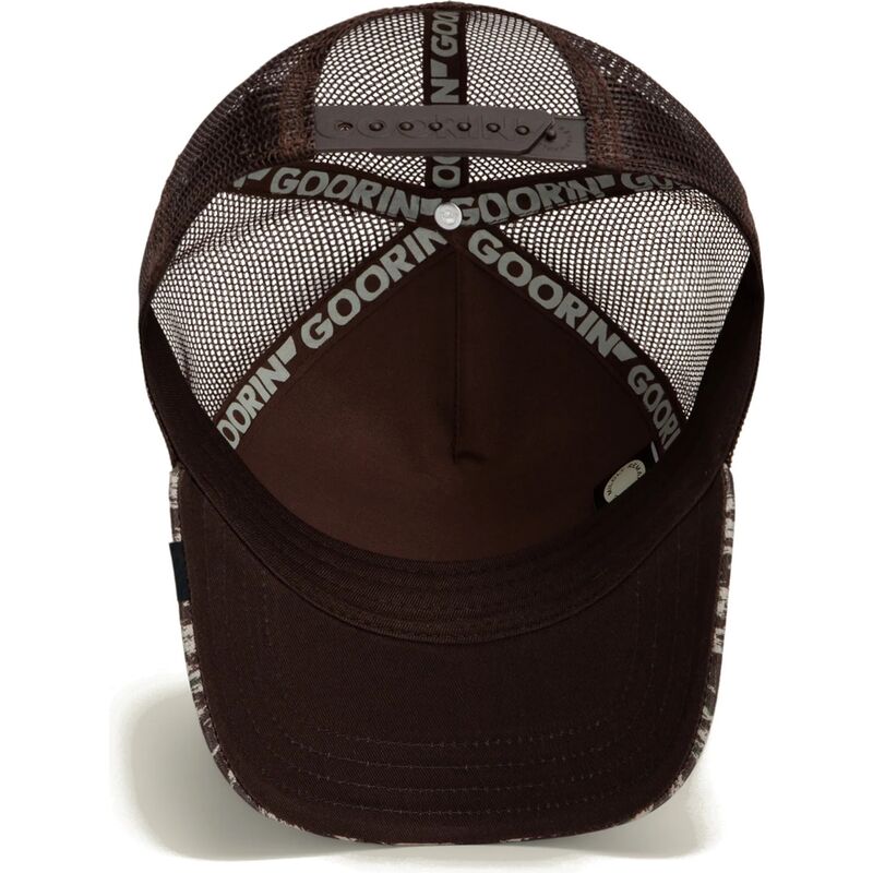 siltovka-zaoblena-hneda-snapback-engraved-dog-camo-glitch-the-farm-goorin-bros