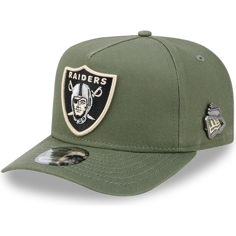 siltovka-zaoblena-zelena-snapback-9fifty-a-frame-precurved-side-pin-las-vegas-raiders-nfl-new-era