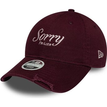 Šiltovka zaoblená červená nastaviteľný 9TWENTY Slogan Sorry I'm Late New Era