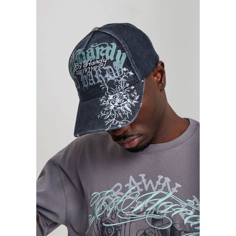 siltovka-zaoblena-cierna-nastavitelny-distressed-floral-gothic-ed-hardy