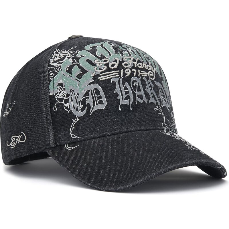 siltovka-zaoblena-cierna-nastavitelny-distressed-floral-gothic-ed-hardy