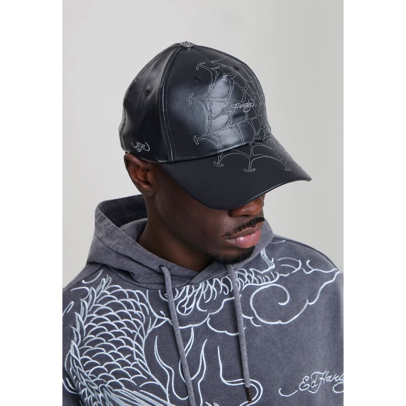 siltovka-zaoblena-cierna-nastavitelny-spiderweb-pu-leather-ed-hardy