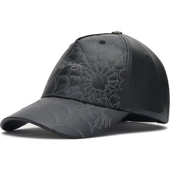 Šiltovka zaoblená čierna nastaviteľný Spiderweb PU Leather Ed Hardy