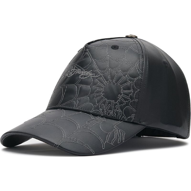siltovka-zaoblena-cierna-nastavitelny-spiderweb-pu-leather-ed-hardy